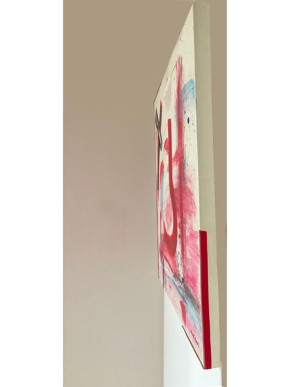 Original Canvas Art Abstract Mixed Media Painting. Entitled: Existing in a Different Dimensional Paradigm by Maite Baron. Image description: product example