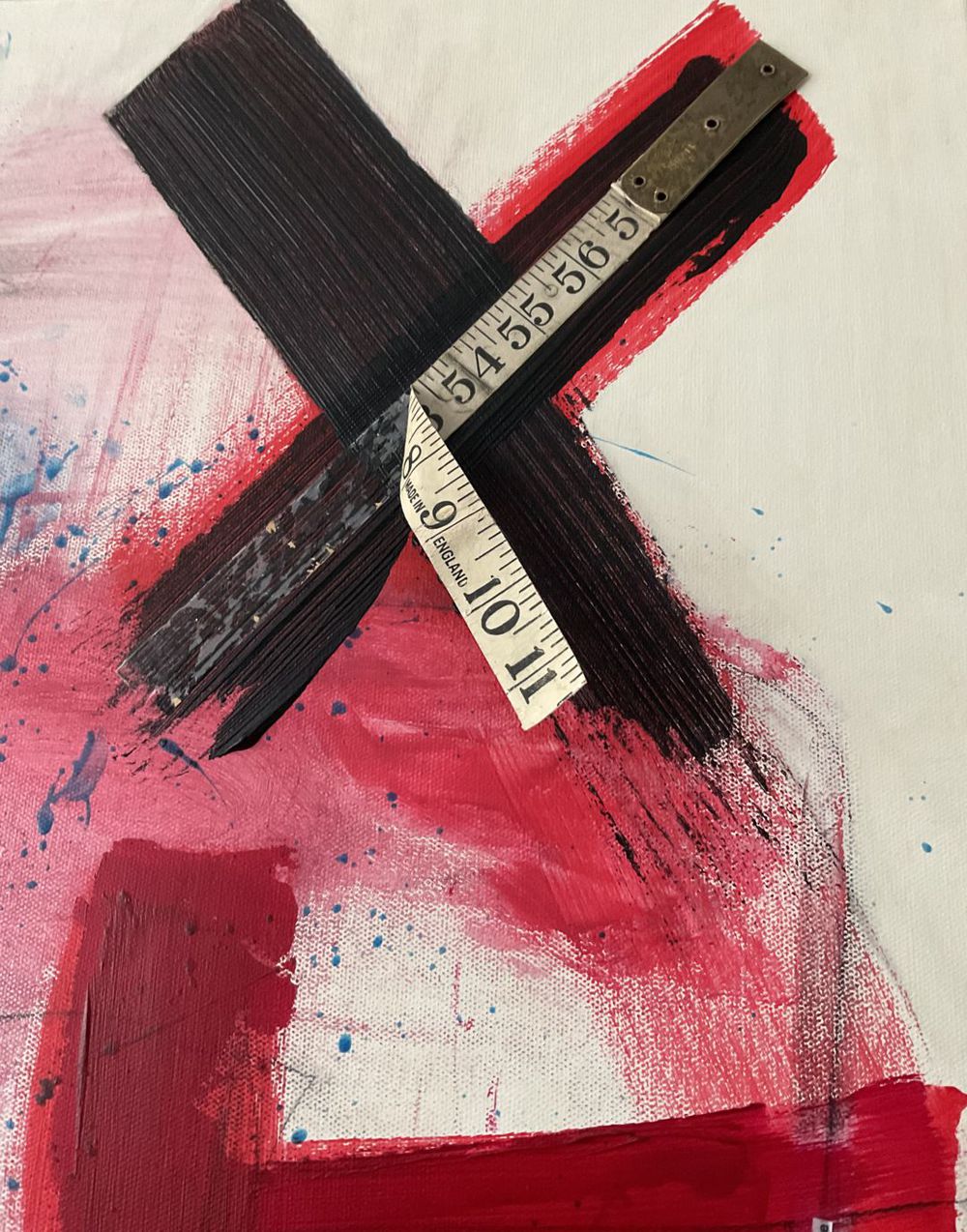 Original Canvas Art Abstract Mixed Media Painting. Entitled: Imagine Together Travelling Through Time by Maite Baron. Image description: product example