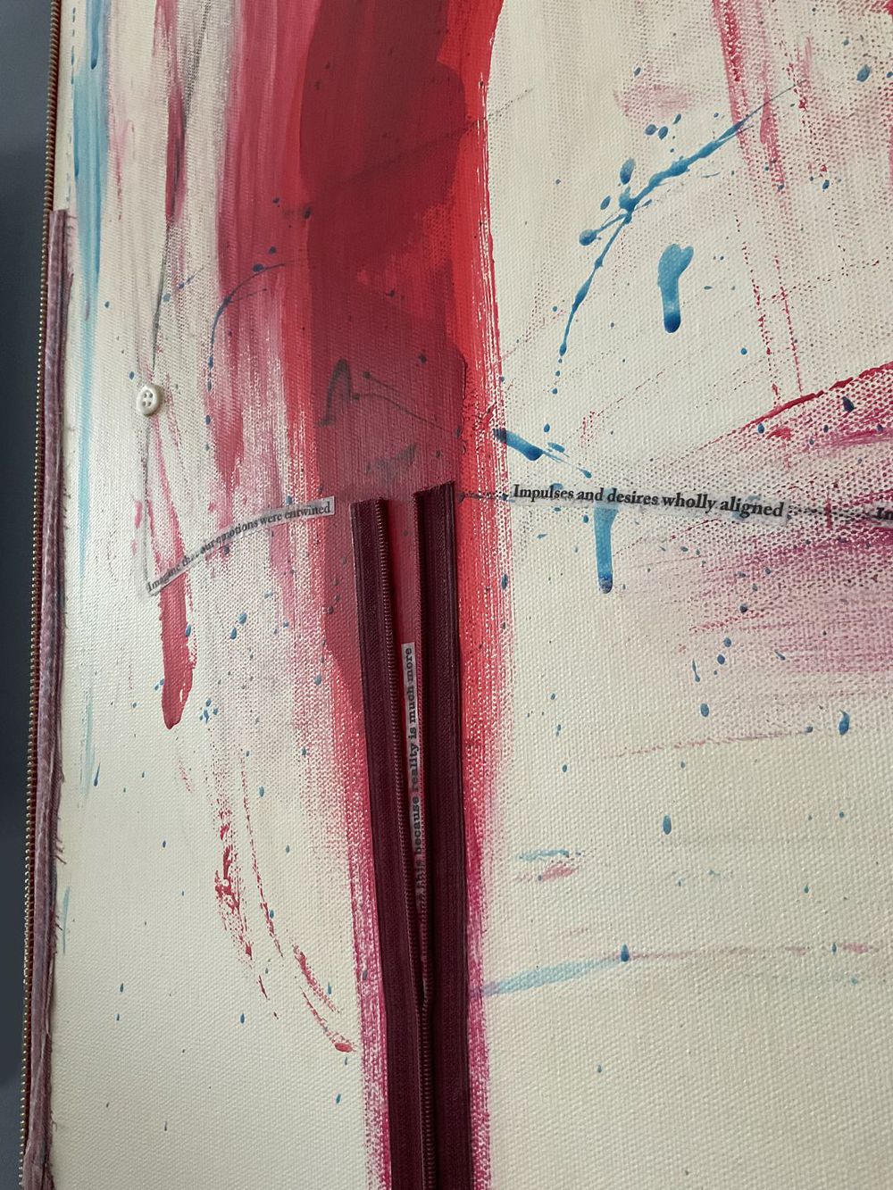 Original Canvas Art Abstract Mixed Media Painting. Entitled: Imagine Together Travelling Through Time by Maite Baron. Image description: product example