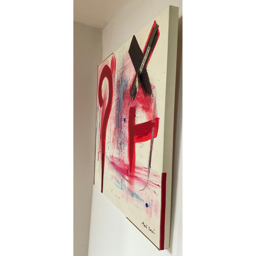 Original Canvas Art Abstract Mixed Media Painting. Entitled: Imagine Together Travelling Through Time by Maite Baron. Image description: product example