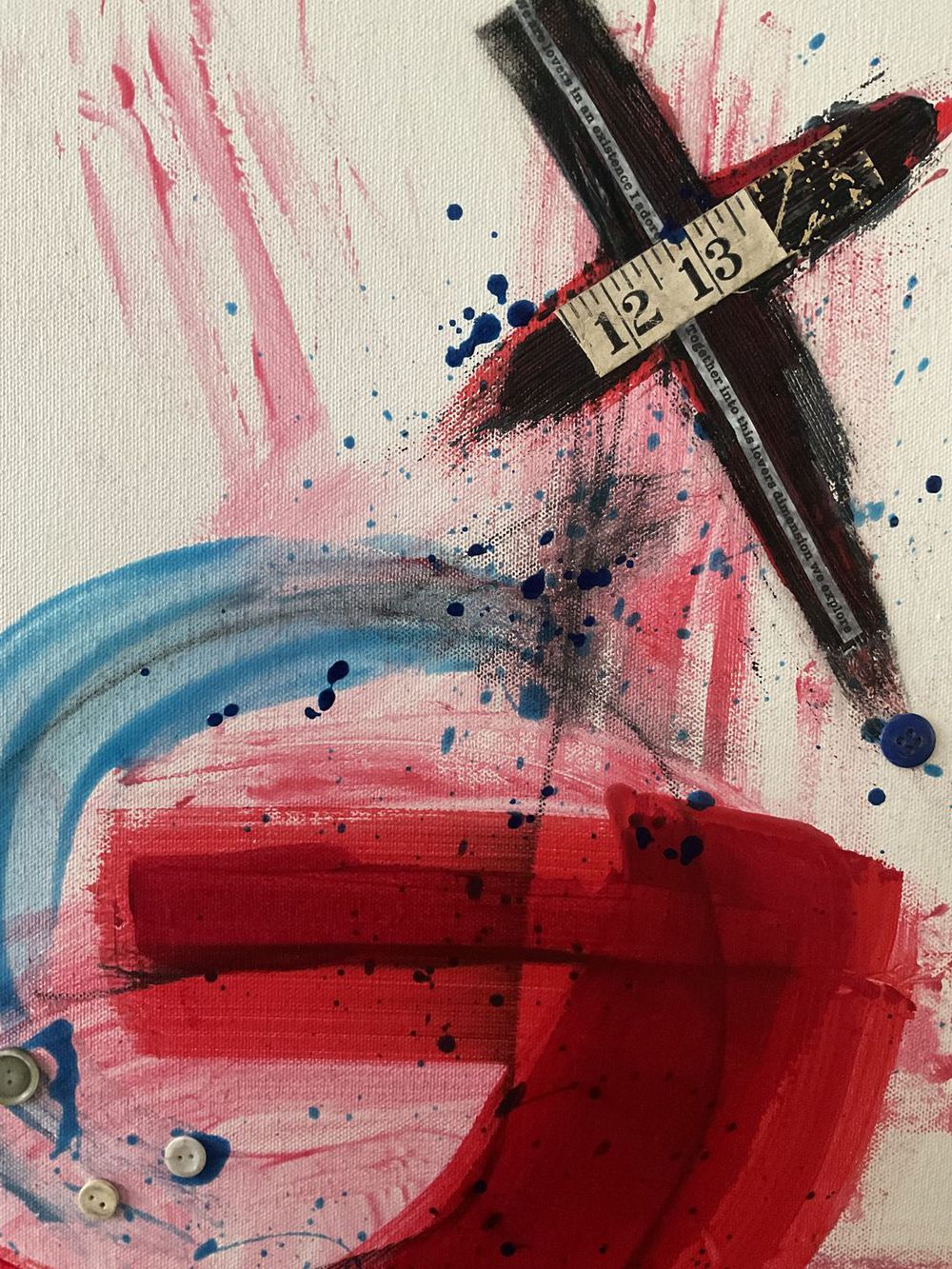 Original Canvas Art Abstract Mixed Media Painting. Entitled: A Lovers Dimension by Maite Baron. Image description: product example