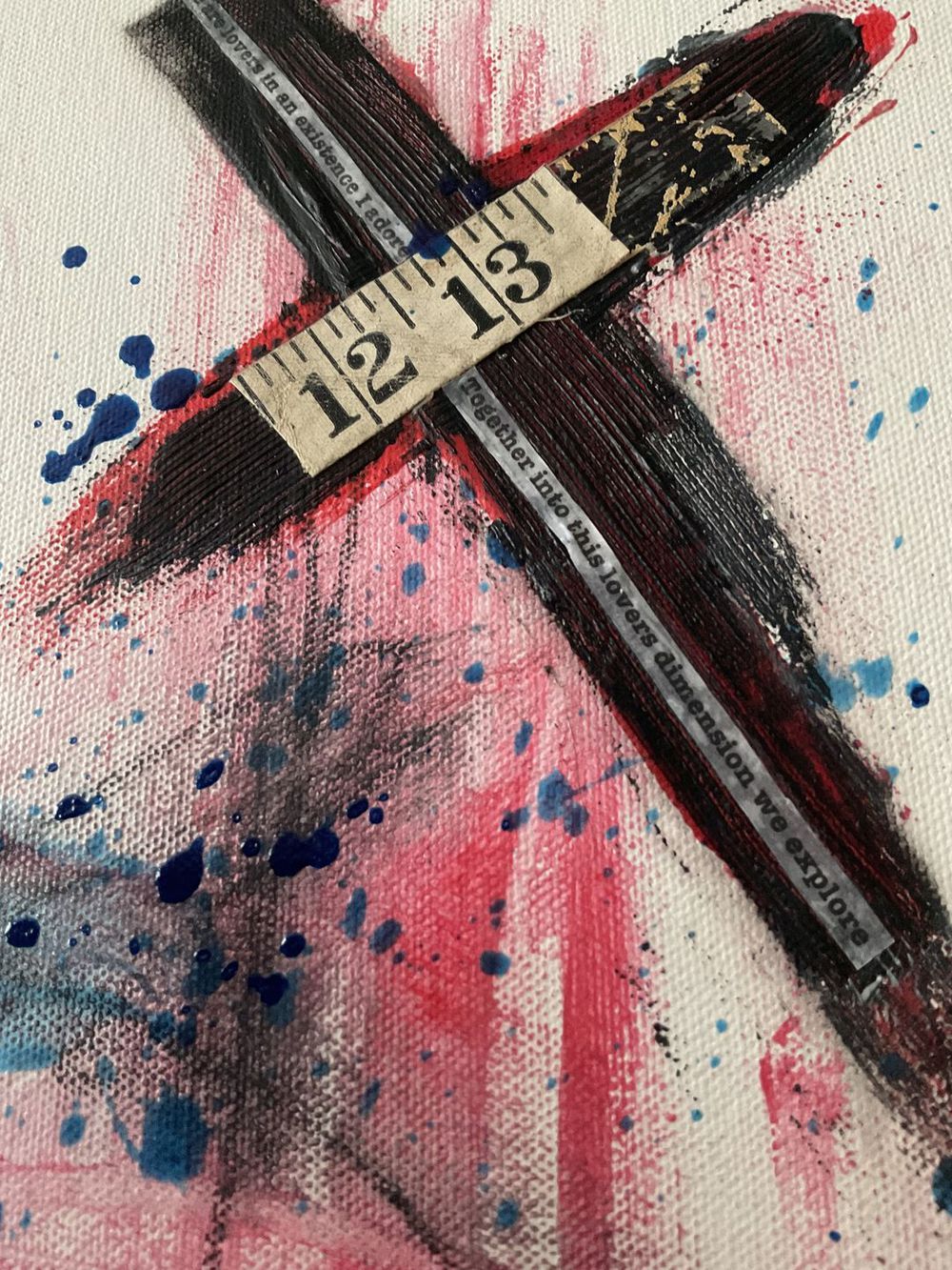 Original Canvas Art Abstract Mixed Media Painting. Entitled: A Lovers Dimension by Maite Baron. Image description: product example