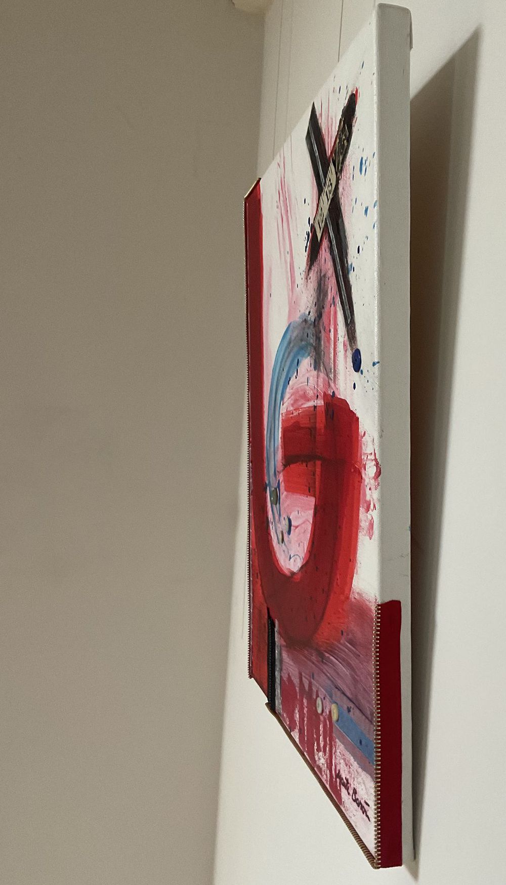 Original Canvas Art Abstract Mixed Media Painting. Entitled: A Lovers Dimension by Maite Baron. Image description: product example