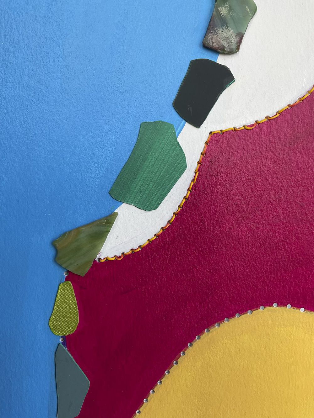 Contemporary Art Abstract Mixed Media Painting. Entitled: Strolling by the River by Maite Baron. Image description: product example