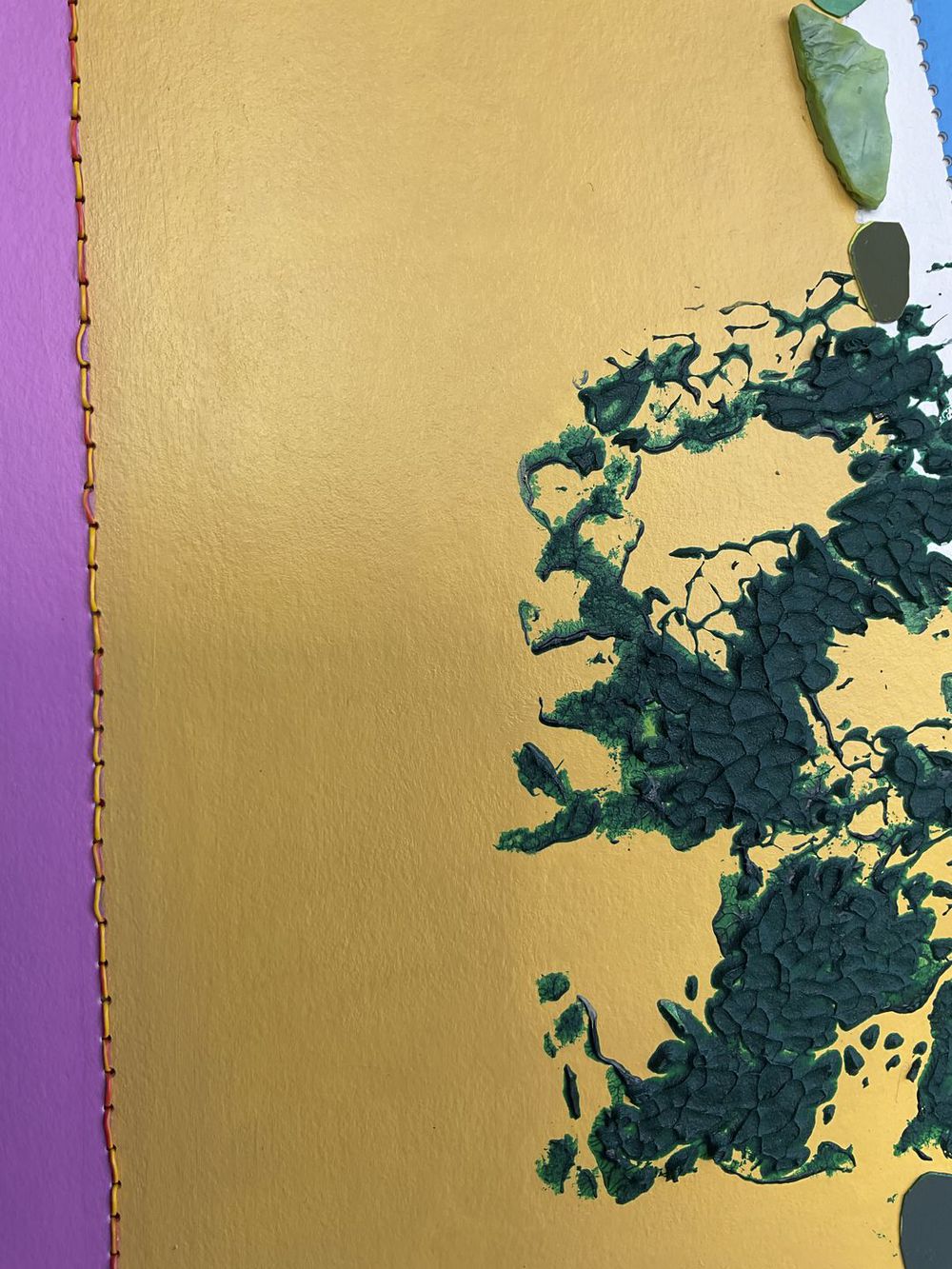 Contemporary Art Abstract Mixed Media Painting. Entitled: Marshmallows at the Beach by Maite Baron. Image description: product example