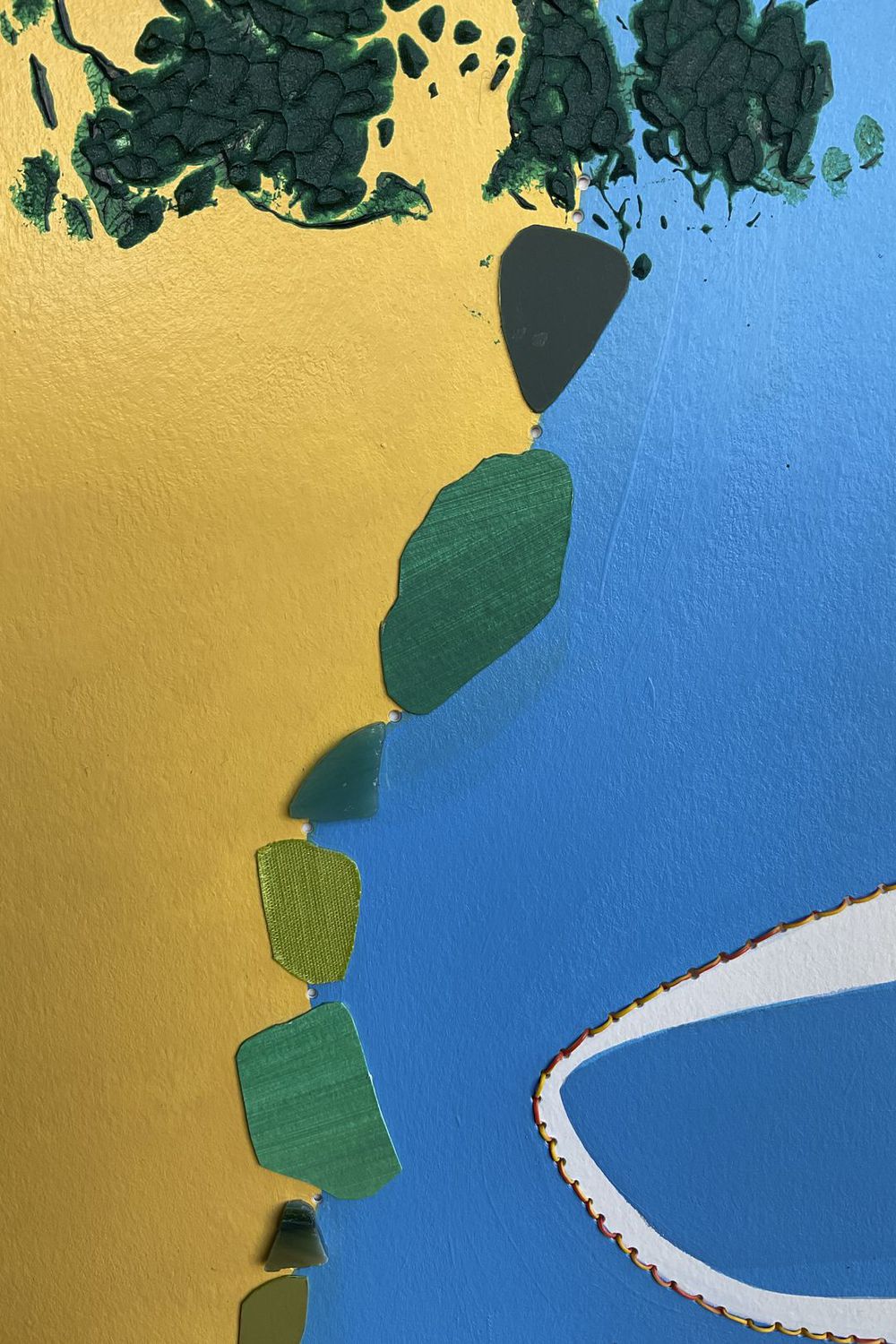 Contemporary Art Abstract Mixed Media Painting. Entitled: Marshmallows at the Beach by Maite Baron. Image description: product example