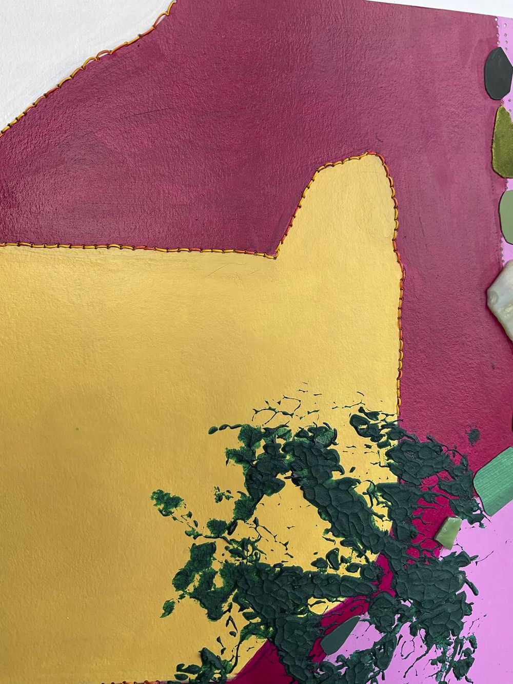 Contemporary Art Abstract Mixed Media Painting. Entitled: Champagne and Strawberries by Maite Baron. Image description: product example