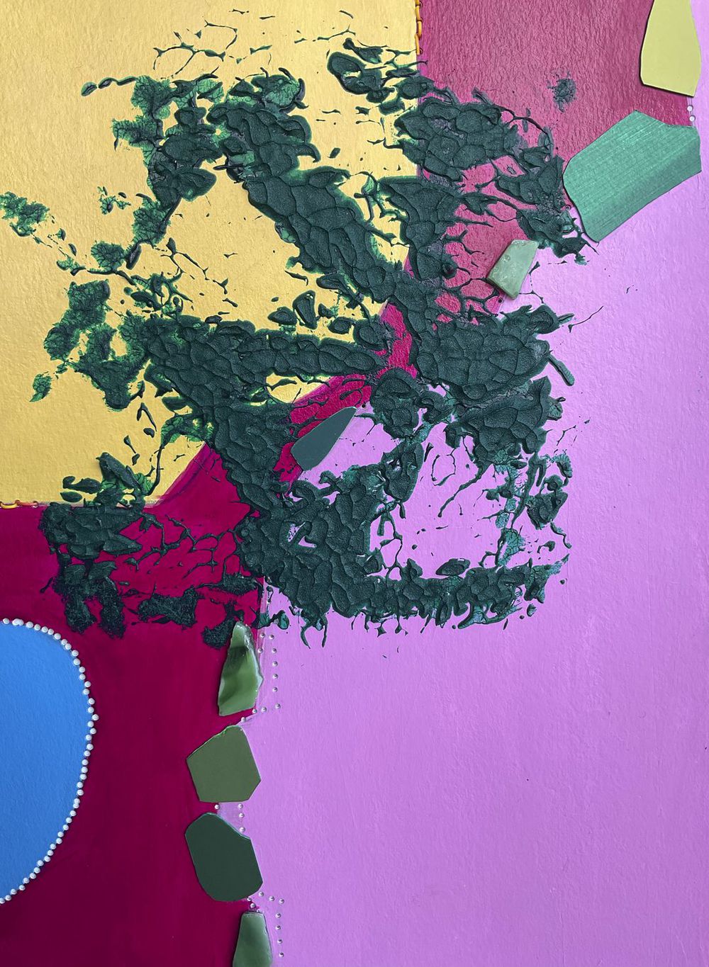 Contemporary Art Abstract Mixed Media Painting. Entitled: Champagne and Strawberries by Maite Baron. Image description: product example