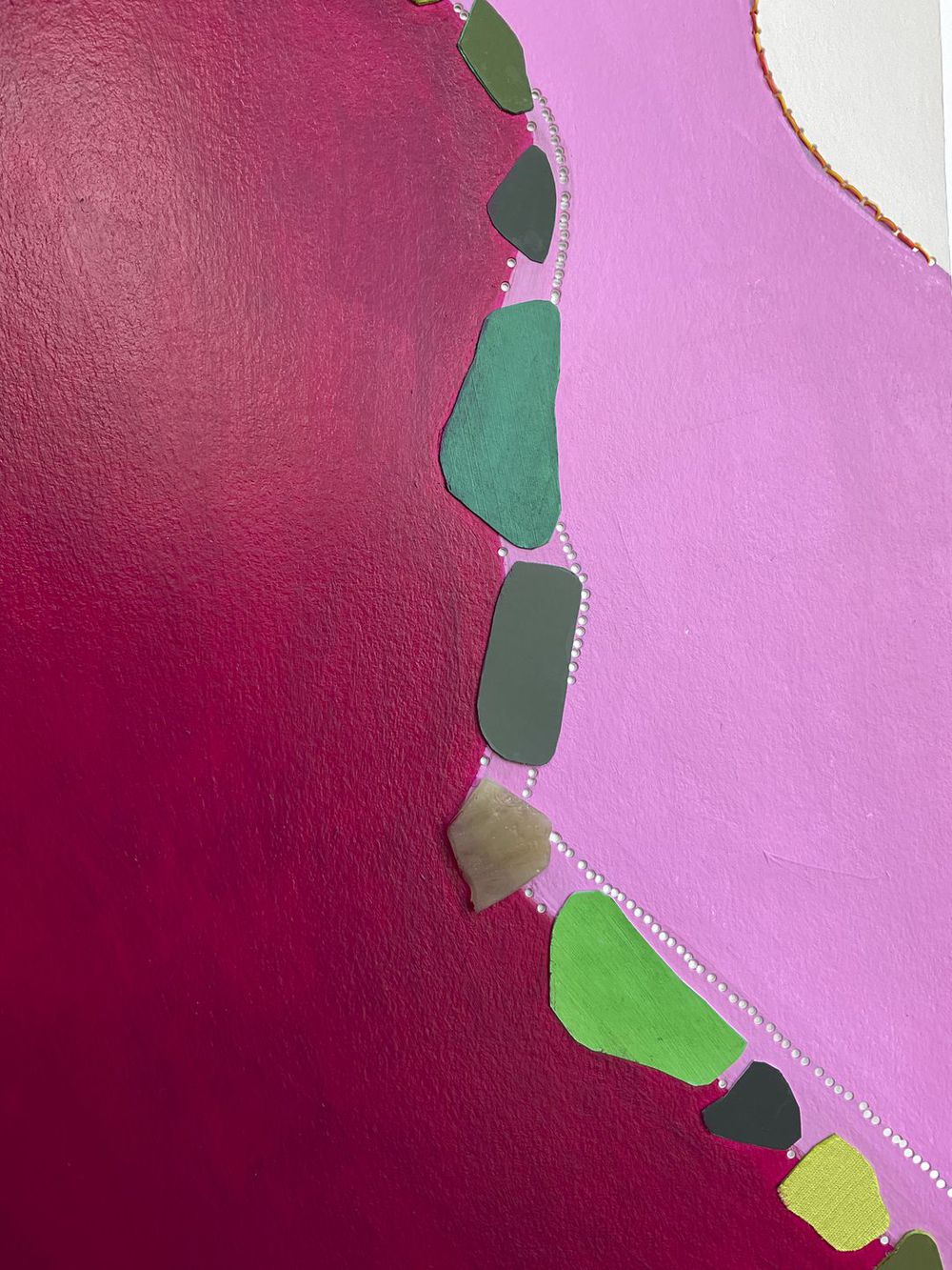 Contemporary Art Abstract Mixed Media Painting. Entitled: Raspberry Fields by Maite Baron. Image description: product example