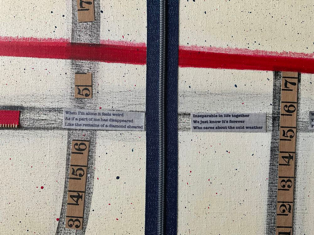 Original Canvas Art Abstract Mixed Media Painting. Entitled: Together We Are A Single Inseparable Being by Maite Baron. Image description: product example